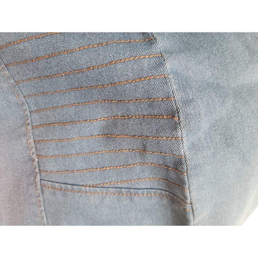 Marilyn Monroe Denim Pencil Skirt Sz M Full Front 2-Way Zip Knee Length Stretchy - Picture 10 of 12